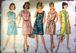 7025 Simplicity  1967 A-LINE ZIPPER DRESS SLEEVES OR NOT, BELT PATTERN 12,14 choice